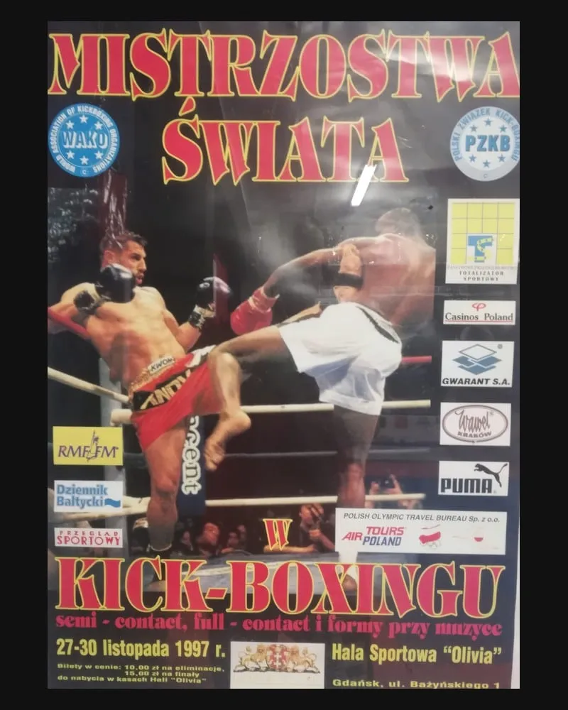 Plakat Mistrzostw Świata w kickboxingu, Gdańsk, hala Olivia, 1997