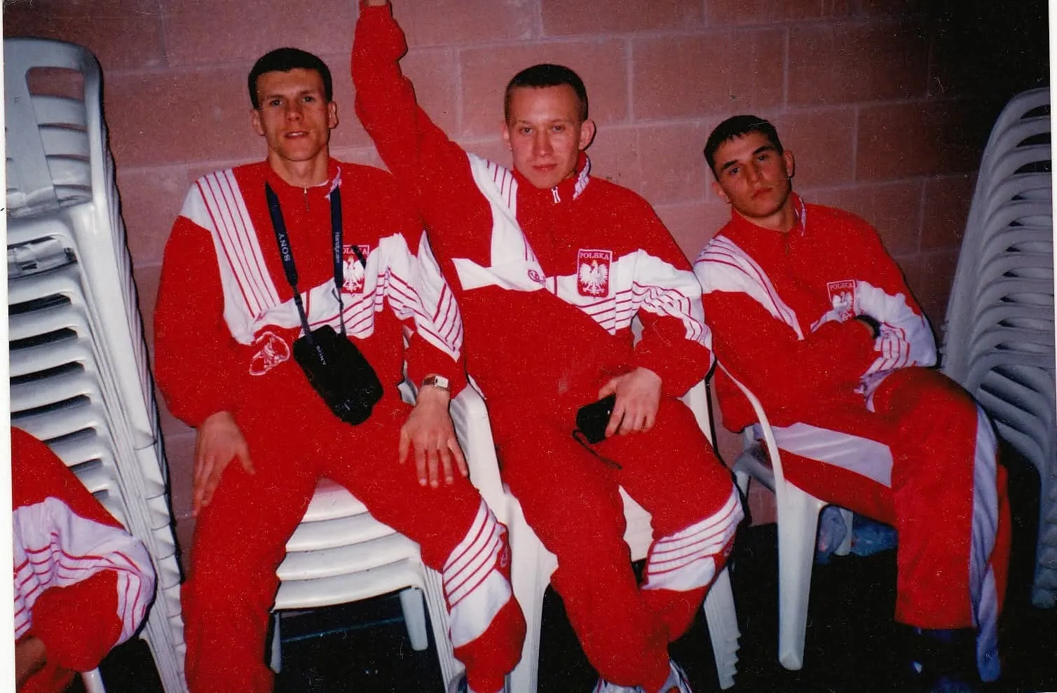 Zawodnicy w dresach reprezentacji Polski, zdjęcie archiwalne